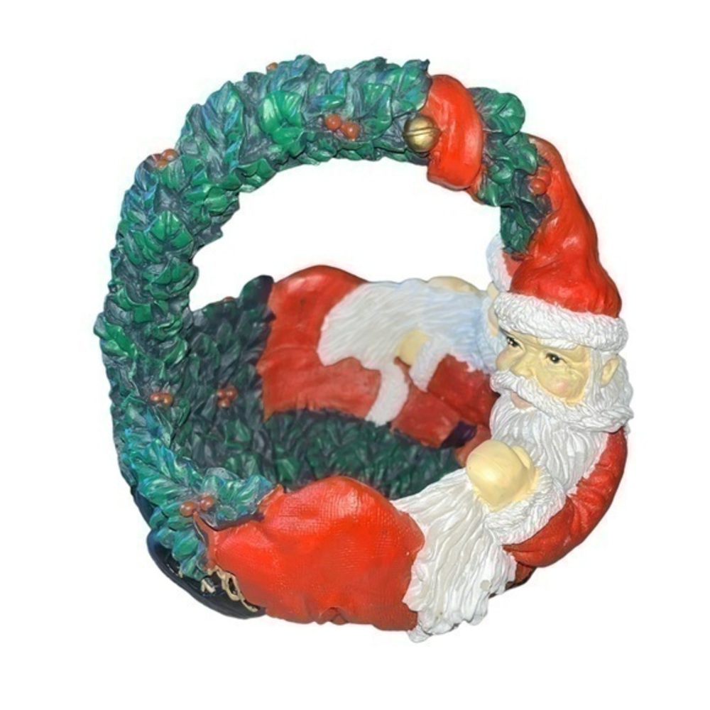 Department 56 (Dept 56) Double Santa & Holly Basket Bowl Christmas Holiday Decor